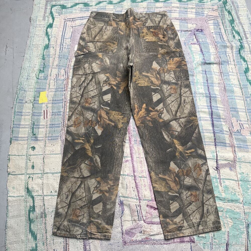 Carhartt Dungaree Pants Mens 38x33 Camo Realtree Hardwoods B158 CMO Workwear